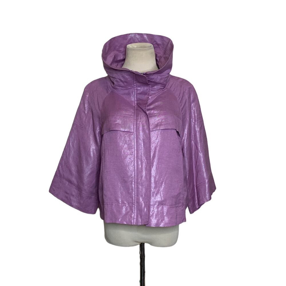 Sandro purple 3/4 sleeves zipper jacket size Large - Picture 5 of 9